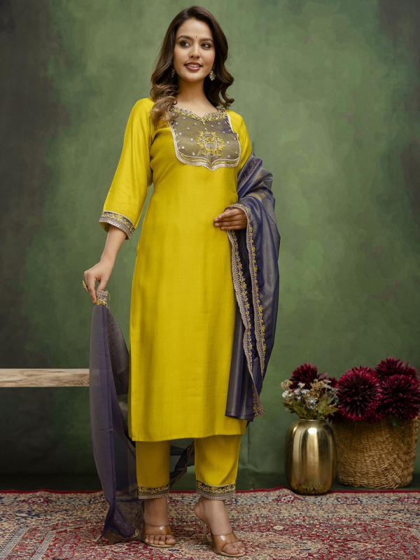 VP 9715 L Women's Silk Blend Embroidered Kurta Pant with Dupatta Set Sale price Rs.1,999.00 Regular price Rs.4,999.00